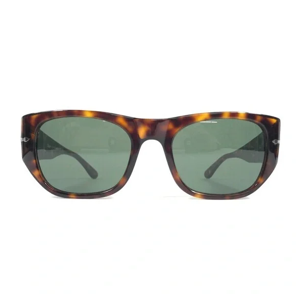 Persol Sunglasses 3308-S 24/31 Polished Tortoise Frames with Green Lenses 54 mm